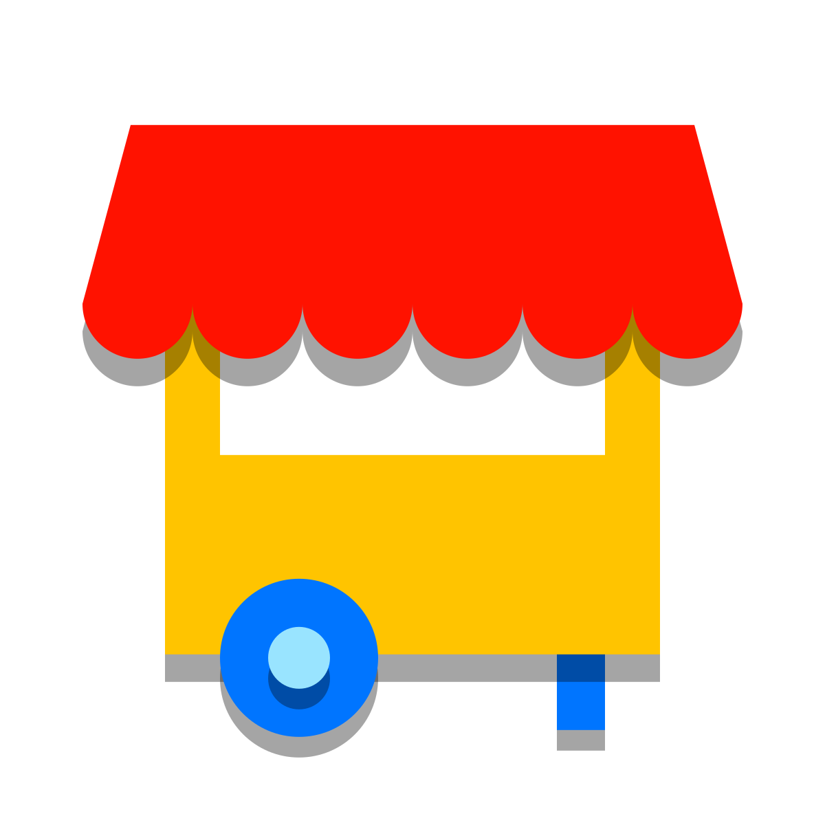 papercut style food cart icon