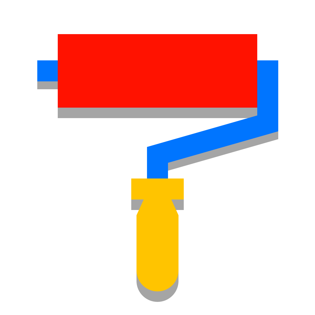 papercut style roller brush icon