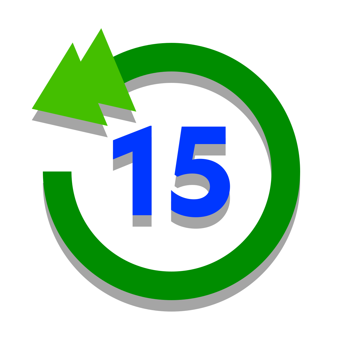papercut style skip 15 seconds back icon