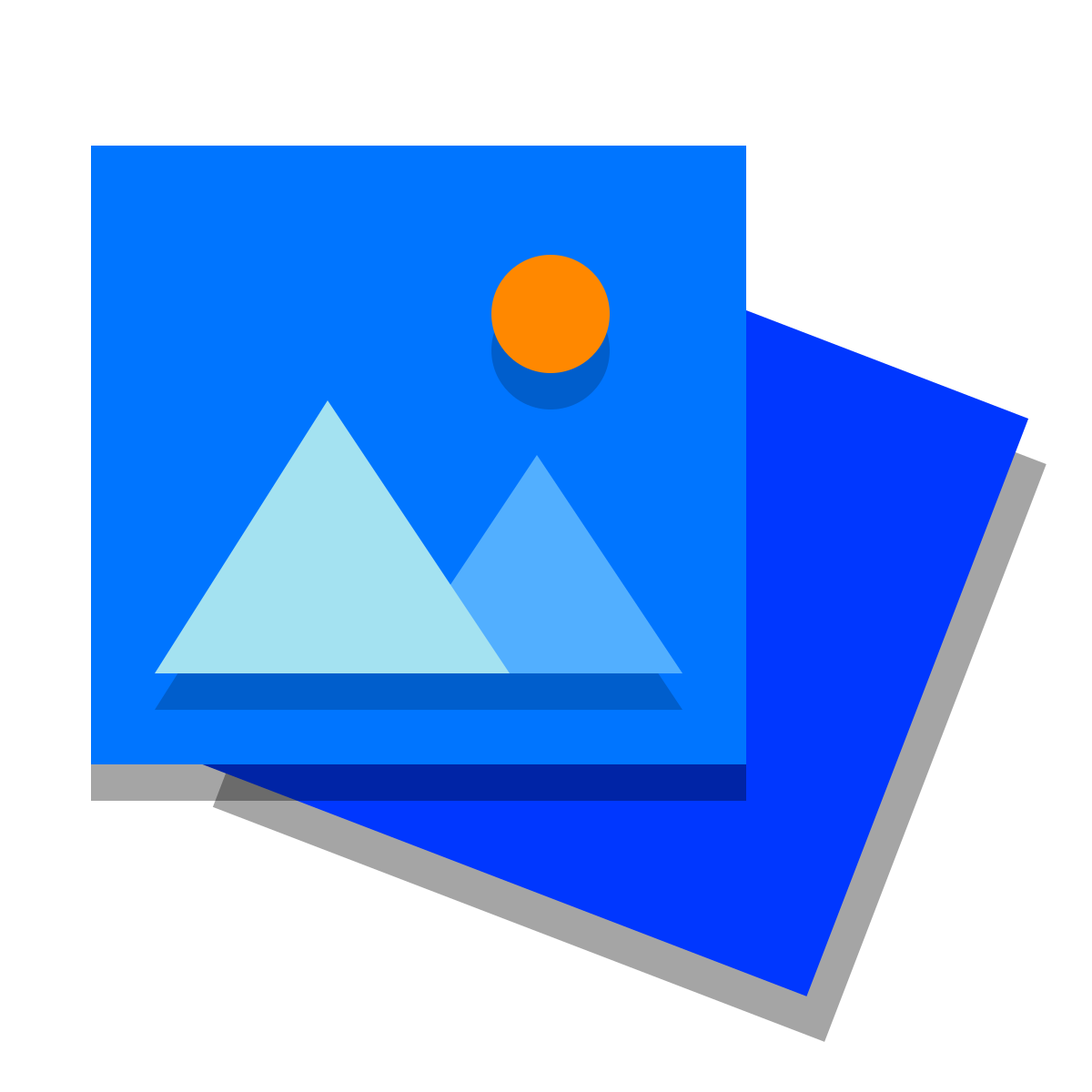 papercut style stack of photos icon