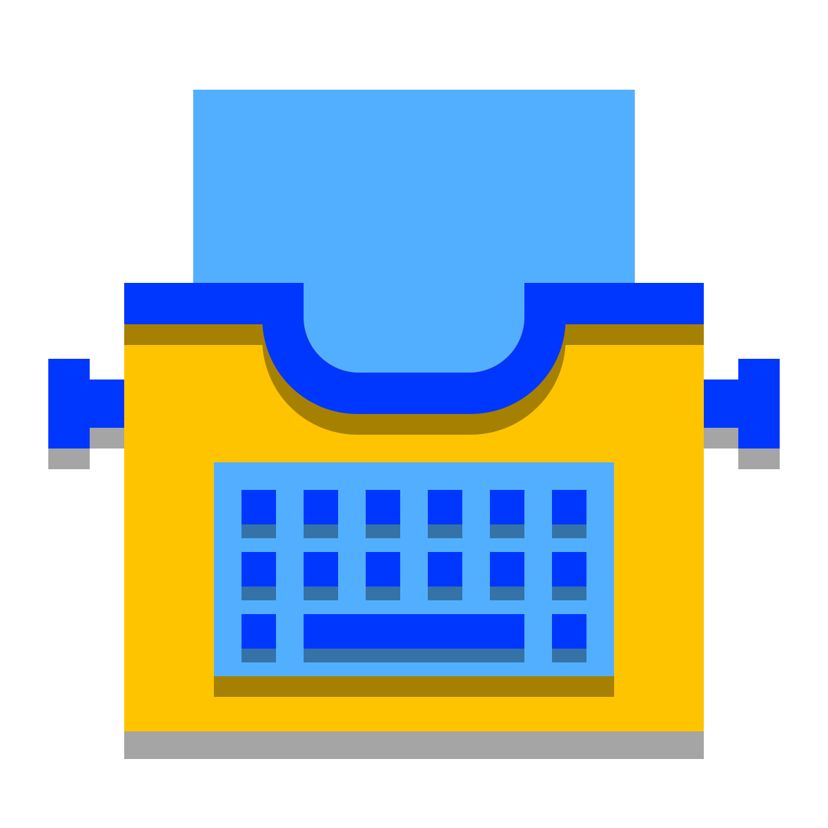 papercut style typewriter with paper icon