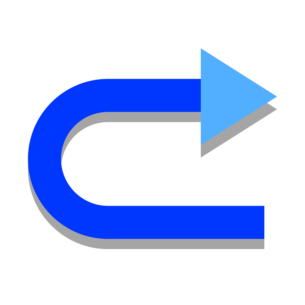 papercut style u turn to right icon
