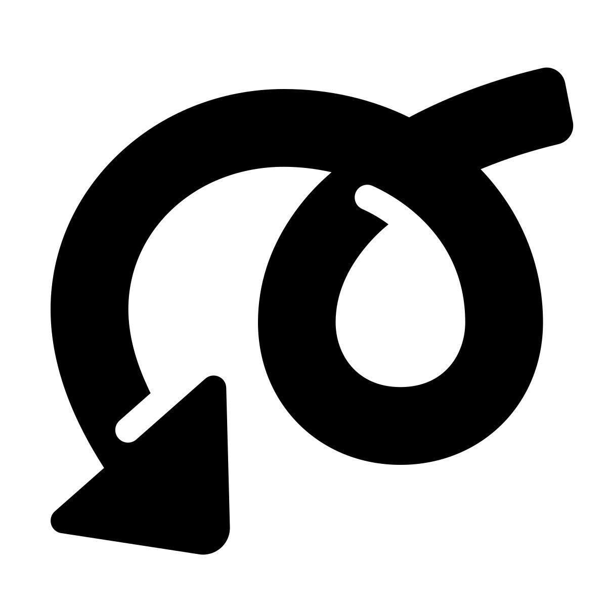 parakeet filled style curly arrow icon