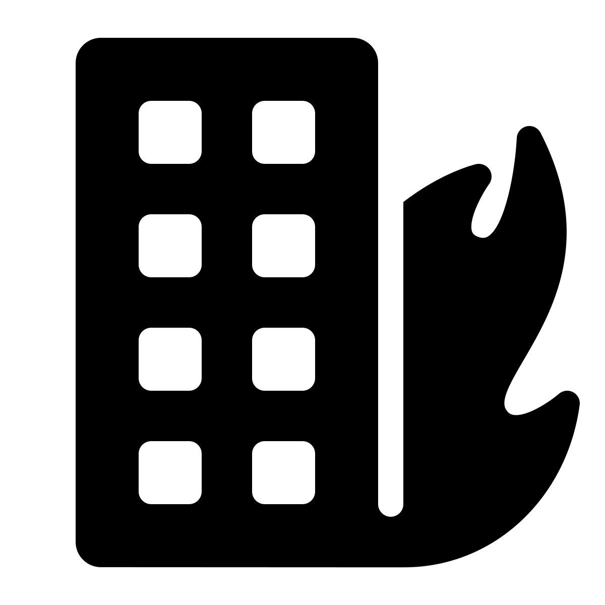 parakeet filled style building on fire icon