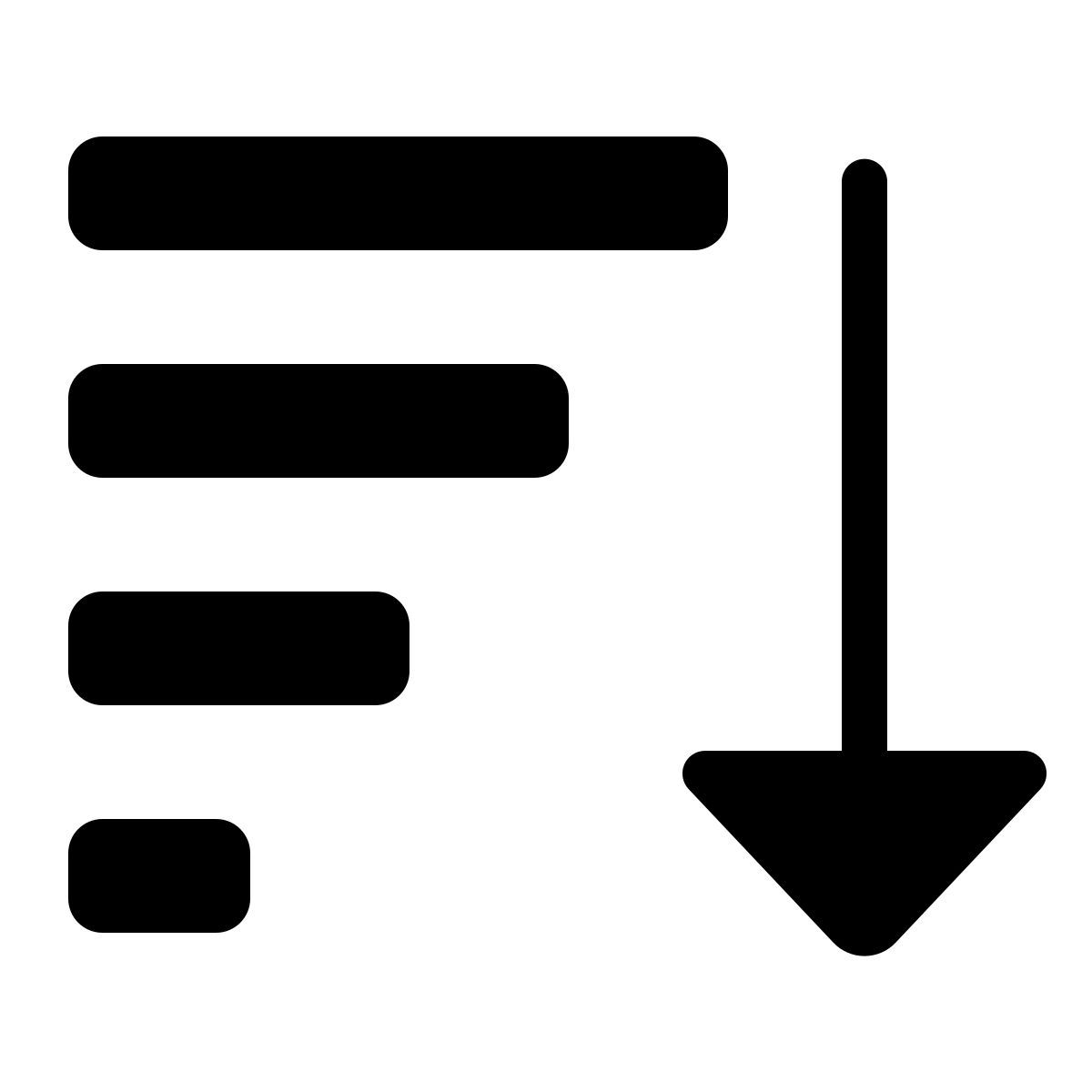 parakeet filled style descending sorting icon