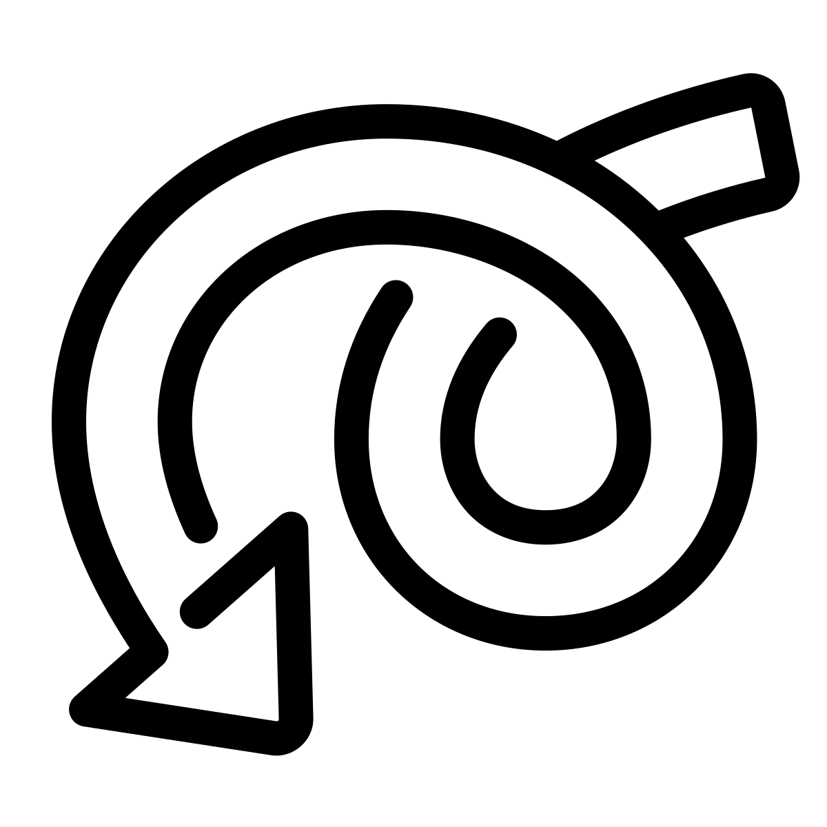 parakeet line style curly arrow icon