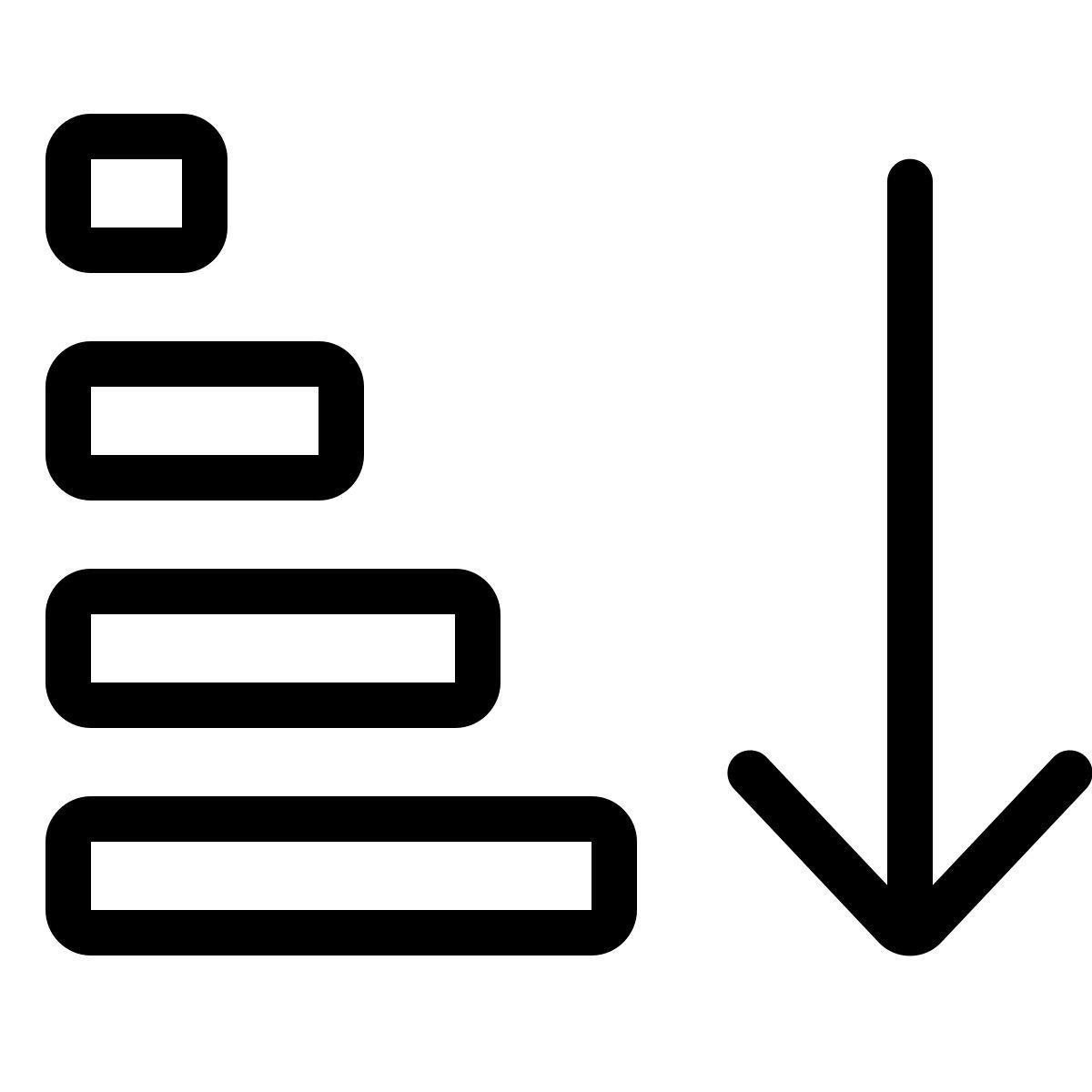 parakeet line style aufsteigende sortierung icon