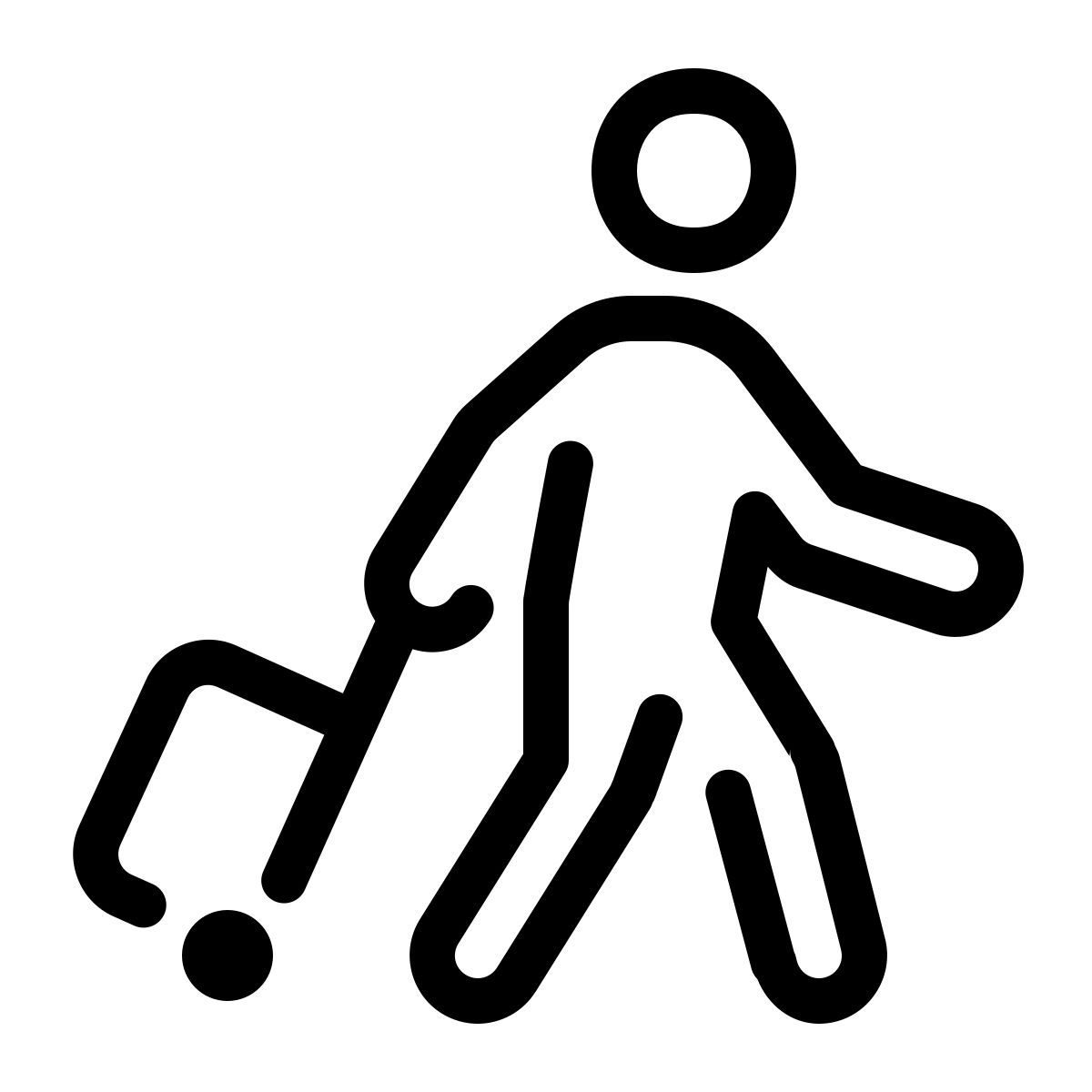 parakeet line style pasajero con equipaje icon