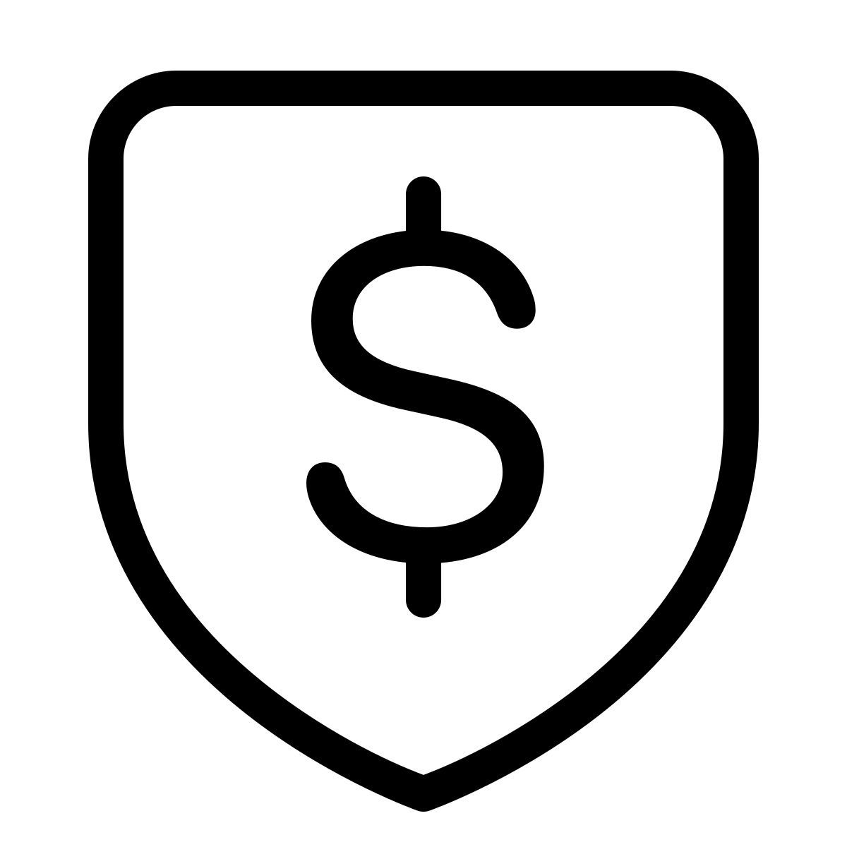 parakeet line style 달러 기호가 있는 방패 icon