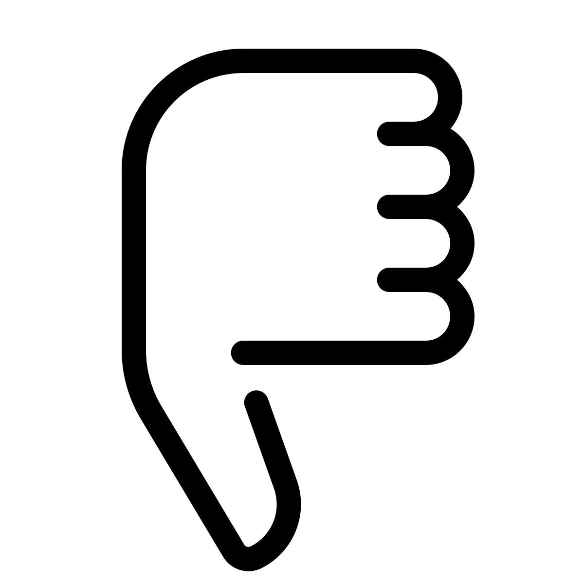 parakeet line style pulgar hacia abajo icon