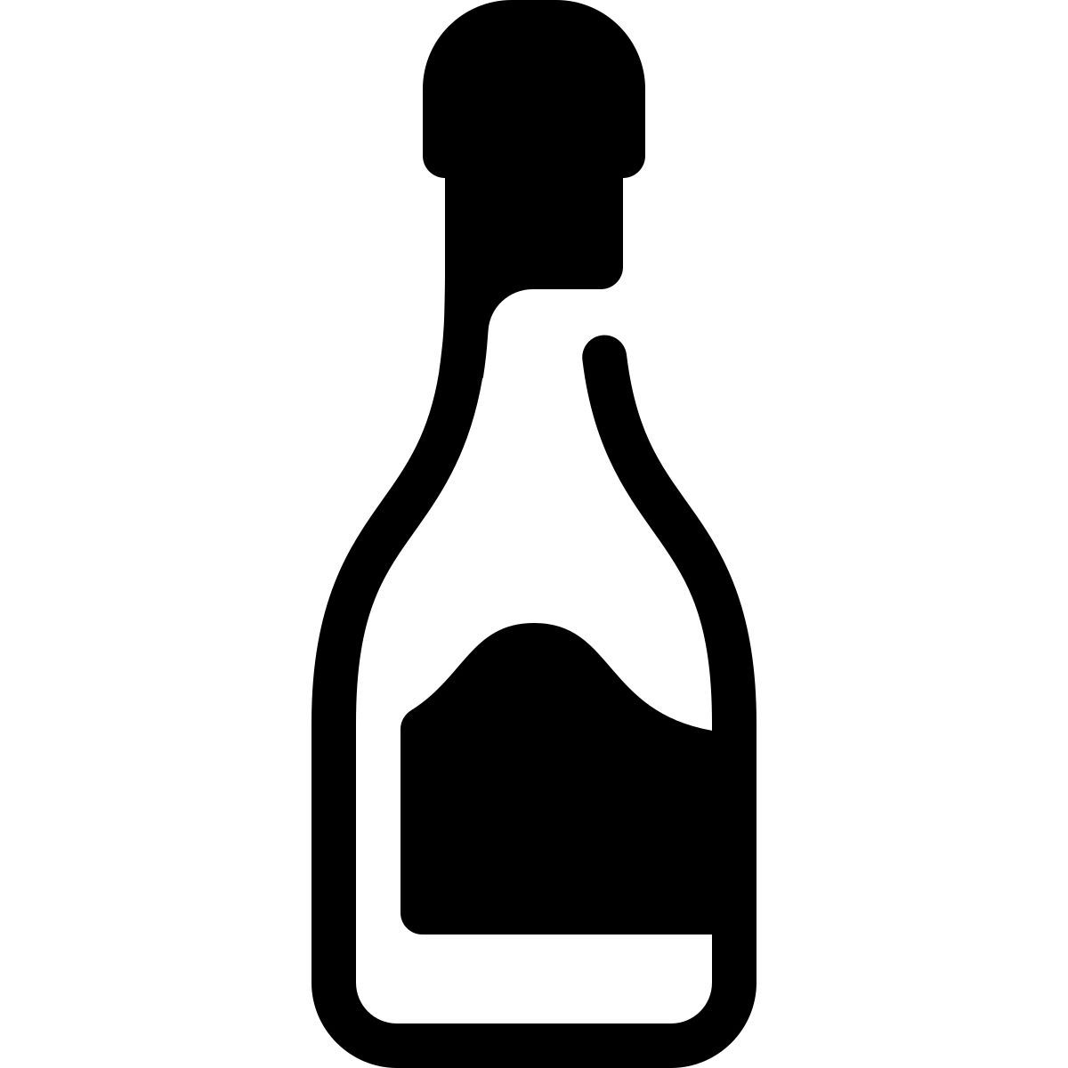 parakeet partial filled style champagne bottle icon