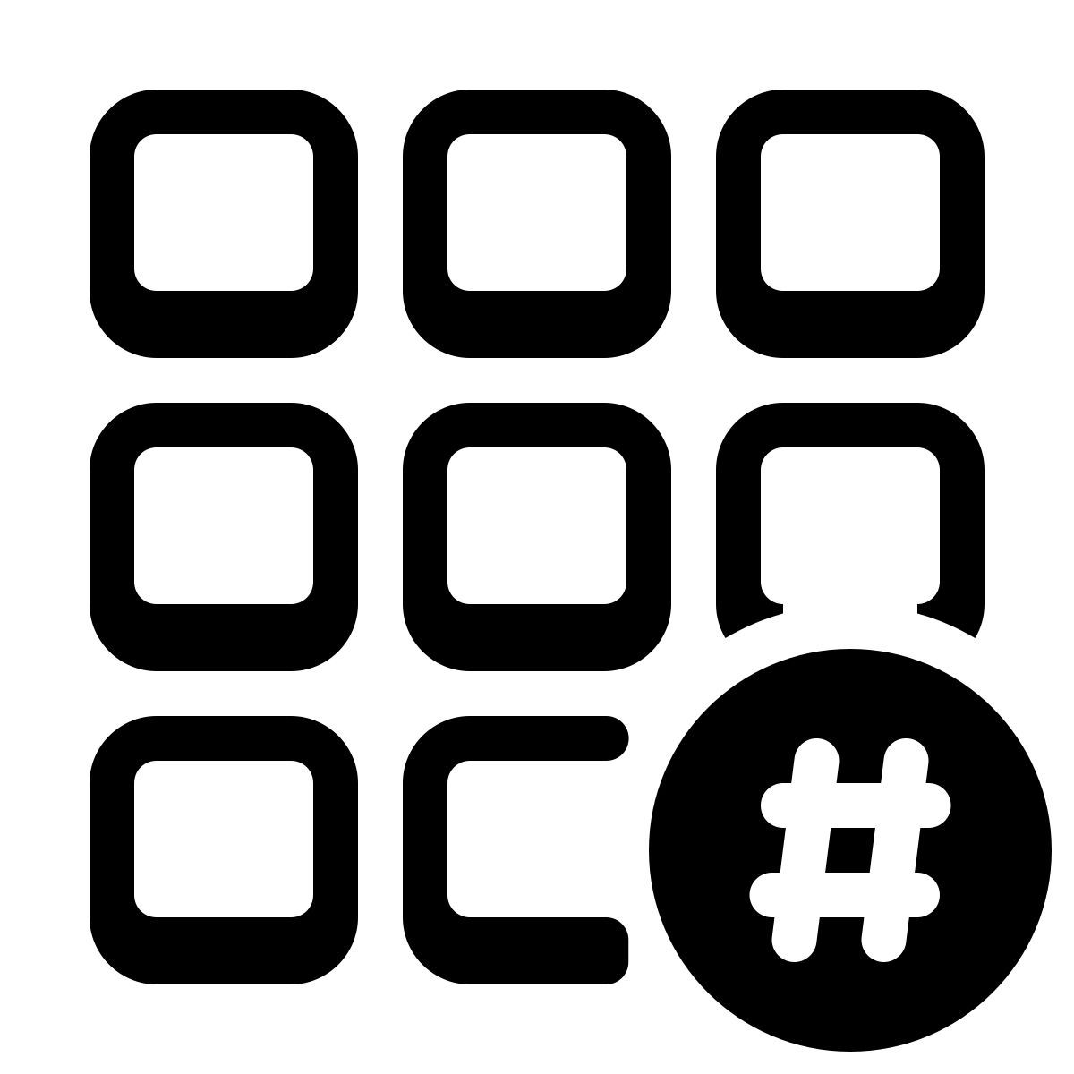 parakeet partial filled style grille d'hashtags icon