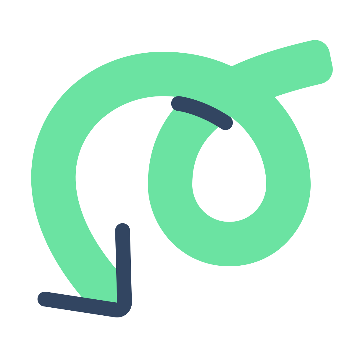 parakeet color style curly arrow icon