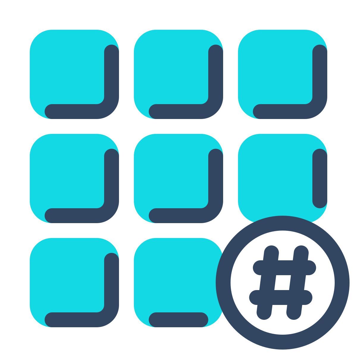 parakeet color style grille d'hashtags icon