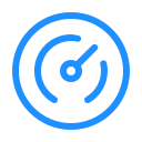 a blue circle with a black background