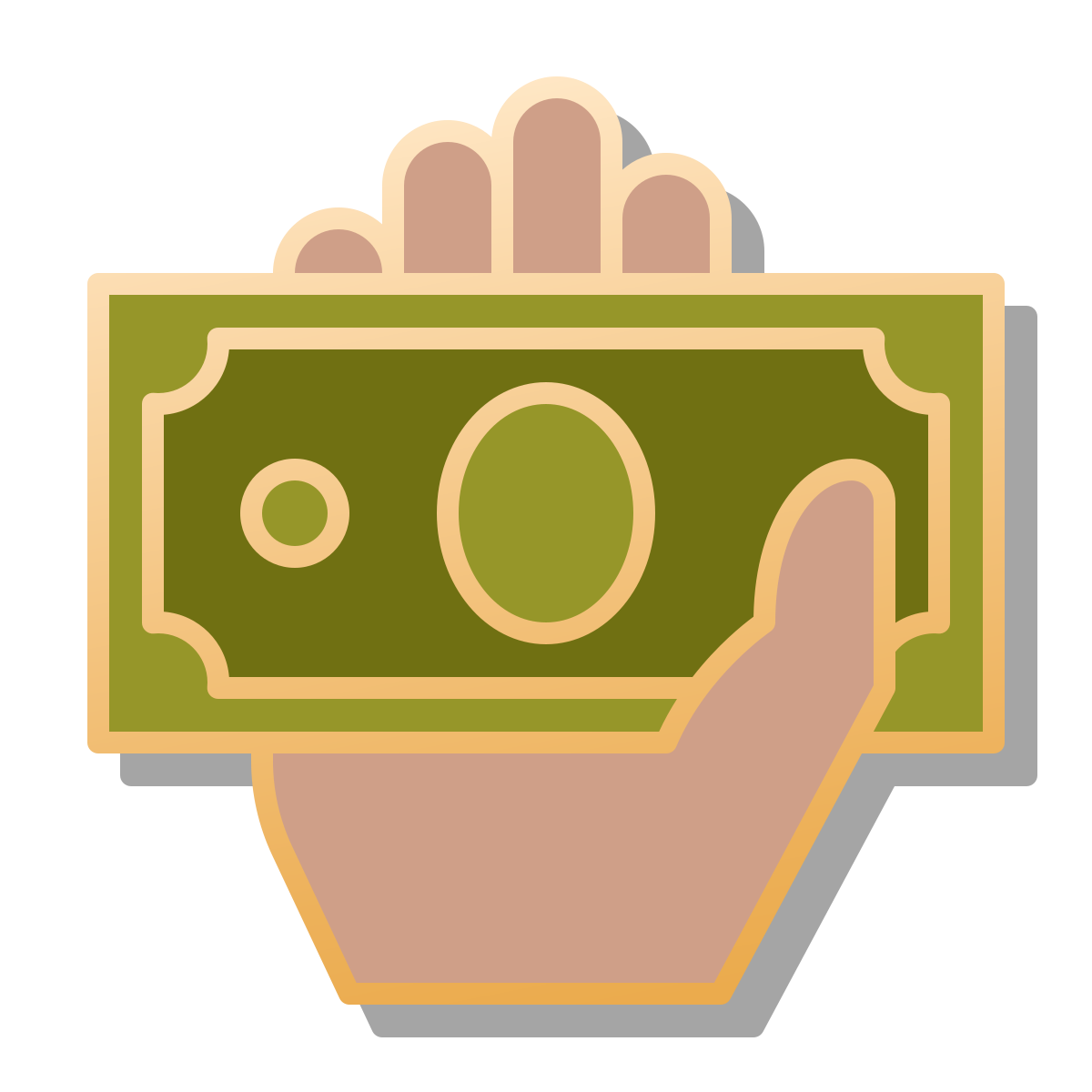 pin style cash in hand icon