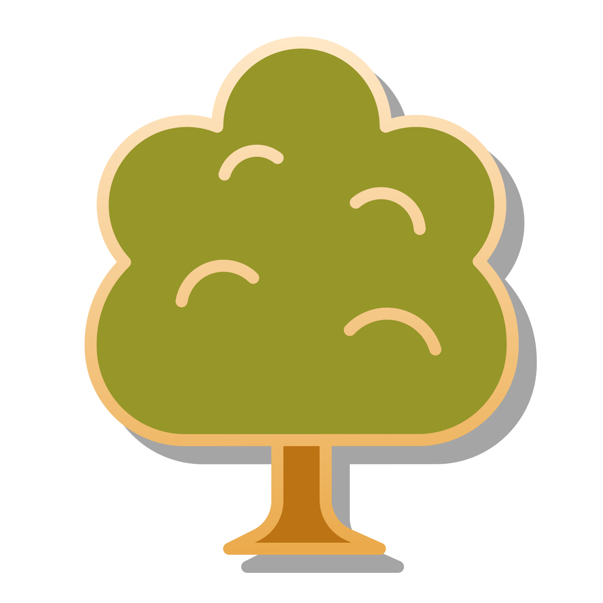 pin style deciduous tree icon