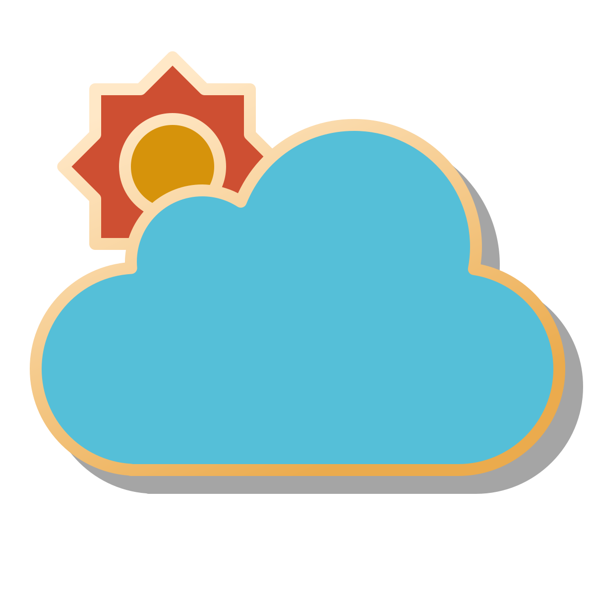 pin style partly cloudy day icon