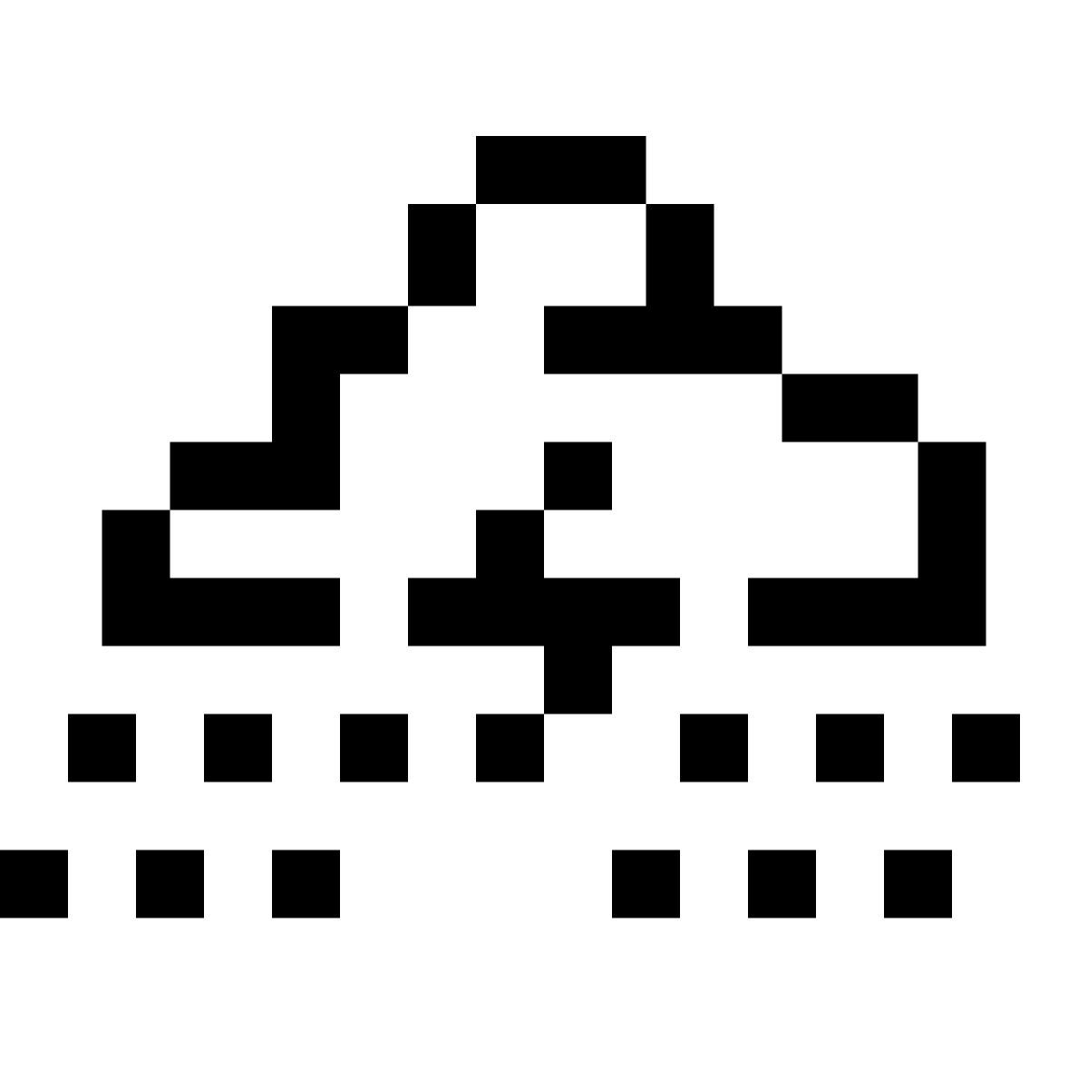 pixels style storm with heavy rain icon