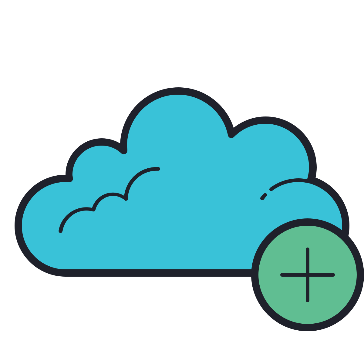 color hand drawn style add to loud icon