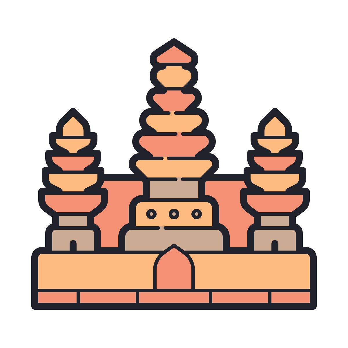 color hand drawn style angkor wat icon