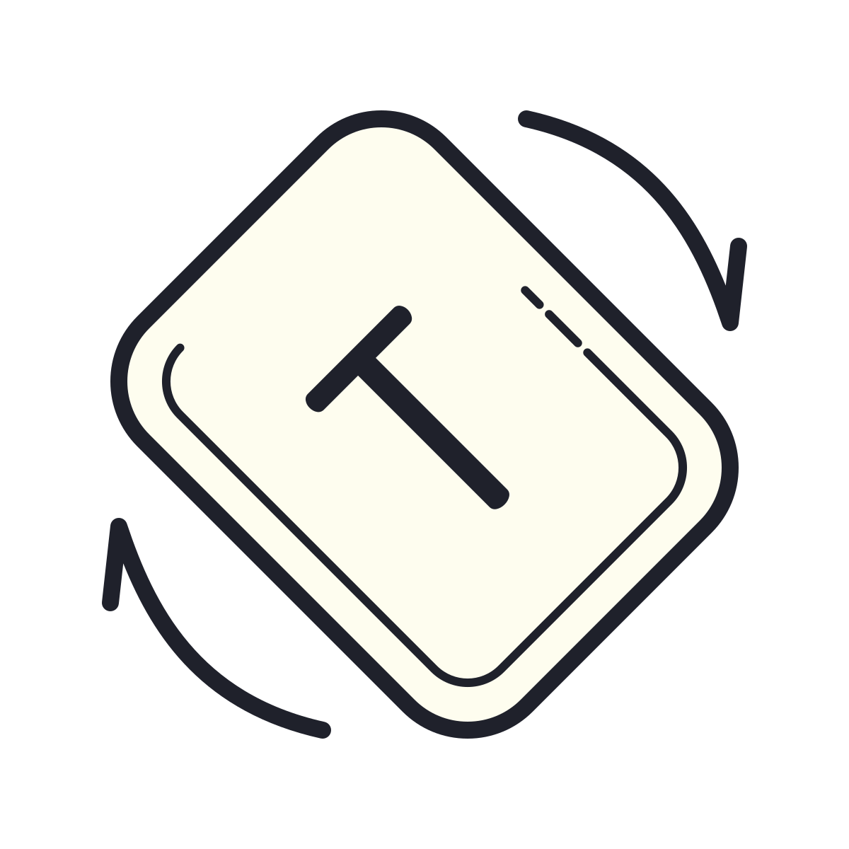 color hand drawn style auto rotate based on text icon