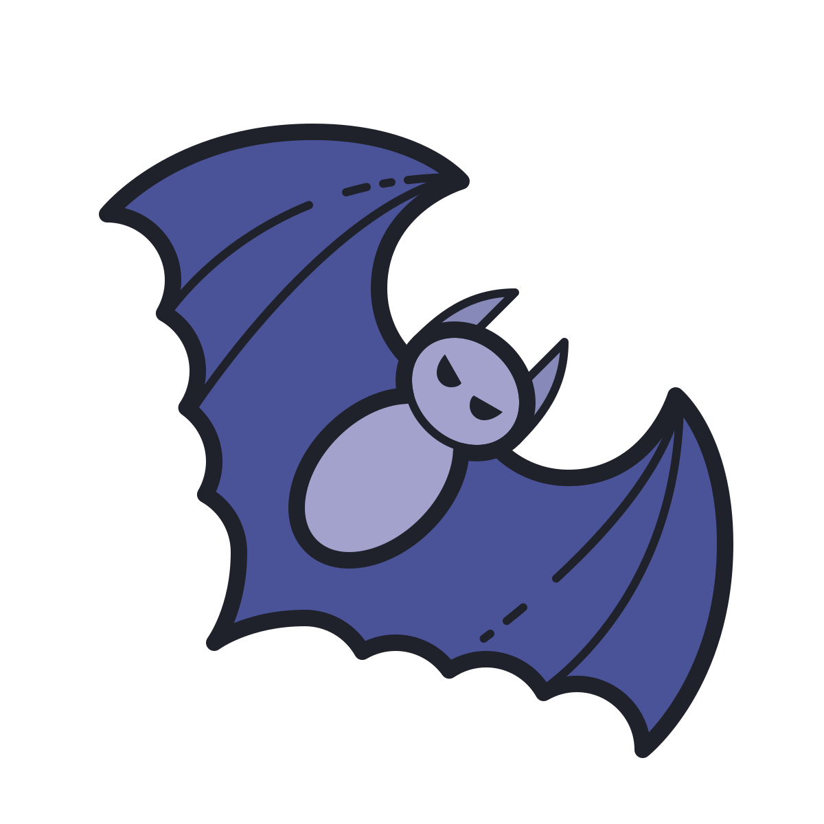 color hand drawn style bat icon