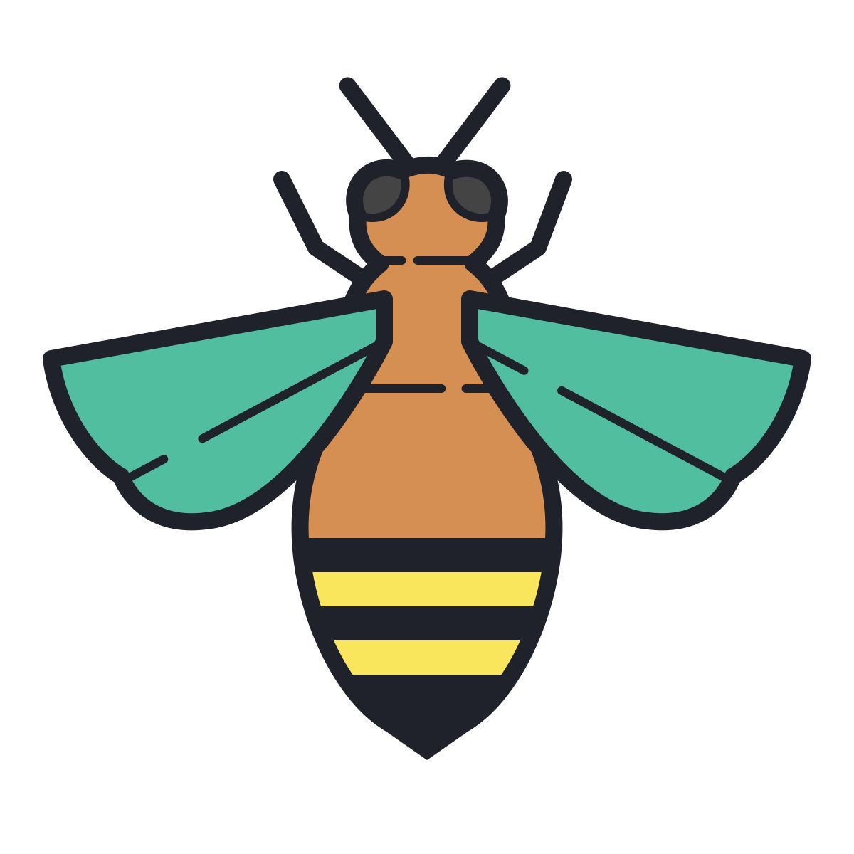 color hand drawn style vista superior de abeja icon