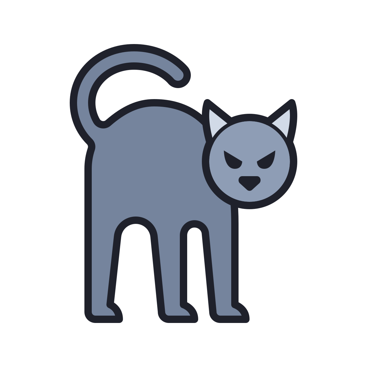 color hand drawn style black cat icon