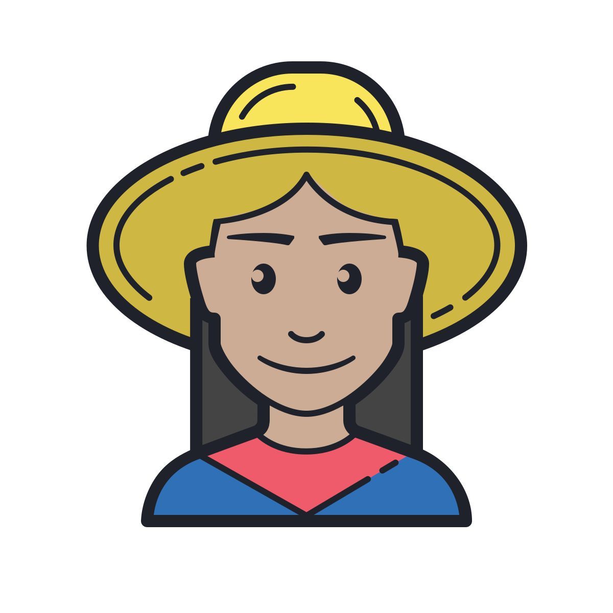 color hand drawn style chica boliviana icon