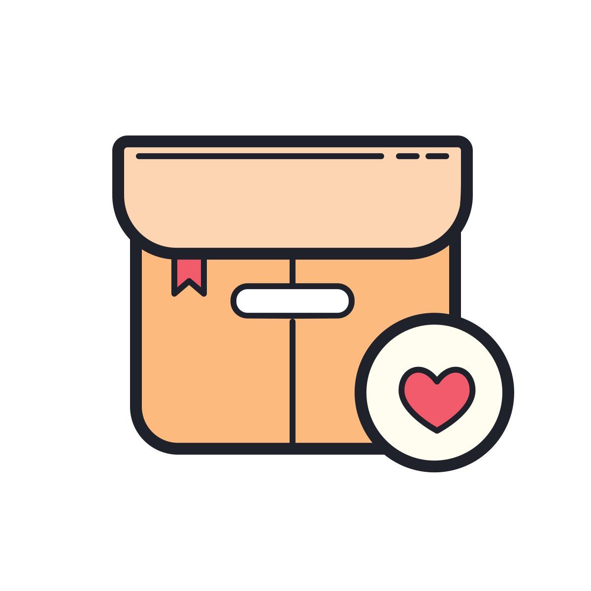 color hand drawn style 상자 사랑 icon