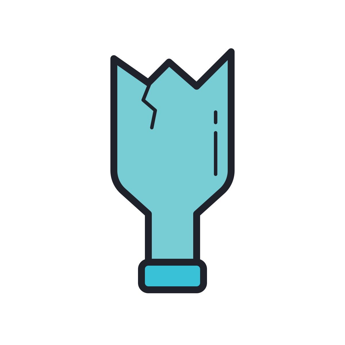 color hand drawn style broken bottle icon
