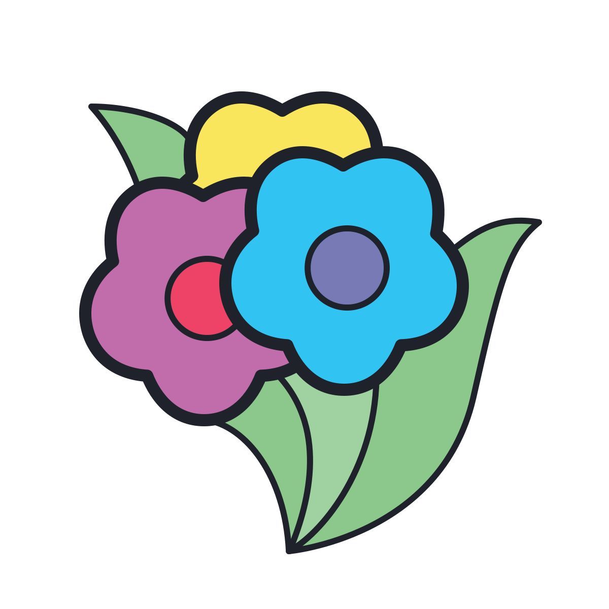 color hand drawn style ramo de flores icon