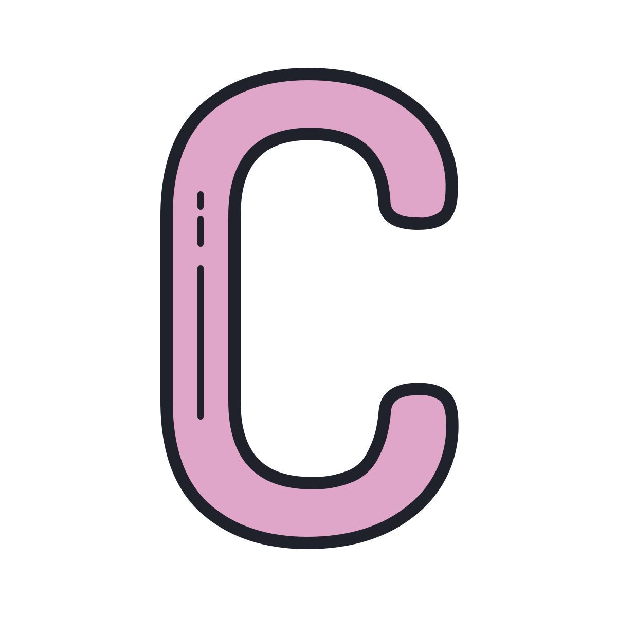 color hand drawn style c icon