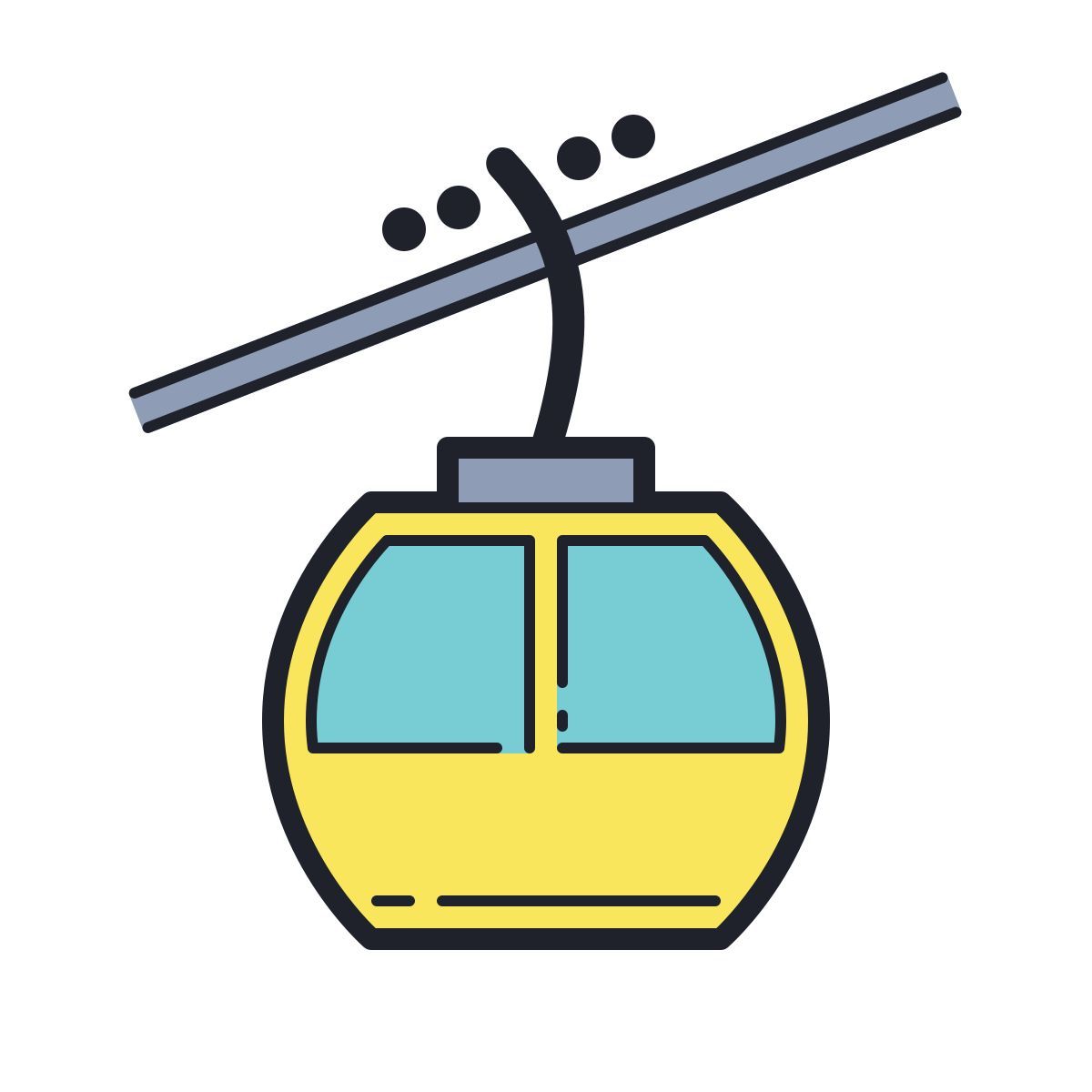 color hand drawn style 케이블카 icon