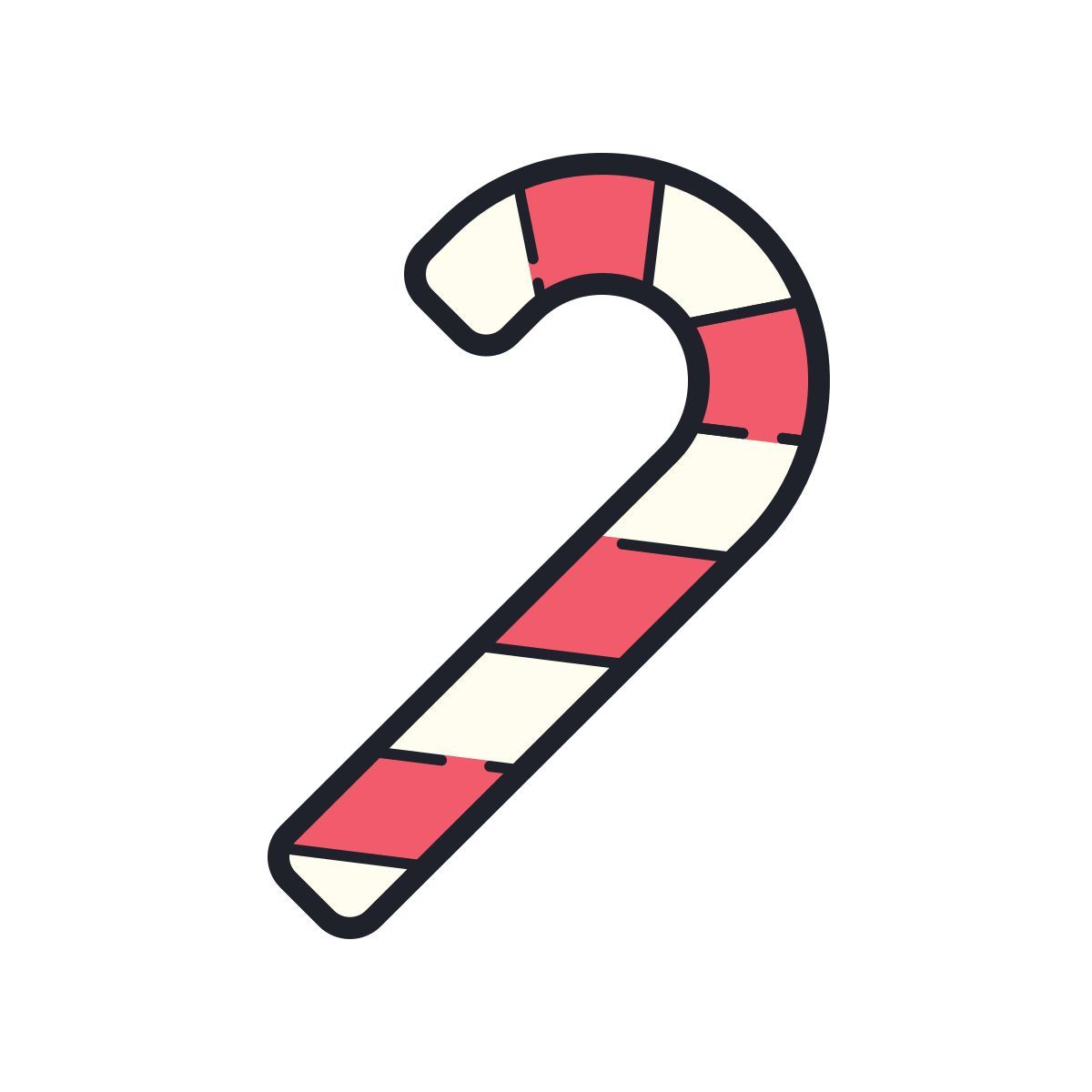 color hand drawn style 糖果手杖 icon