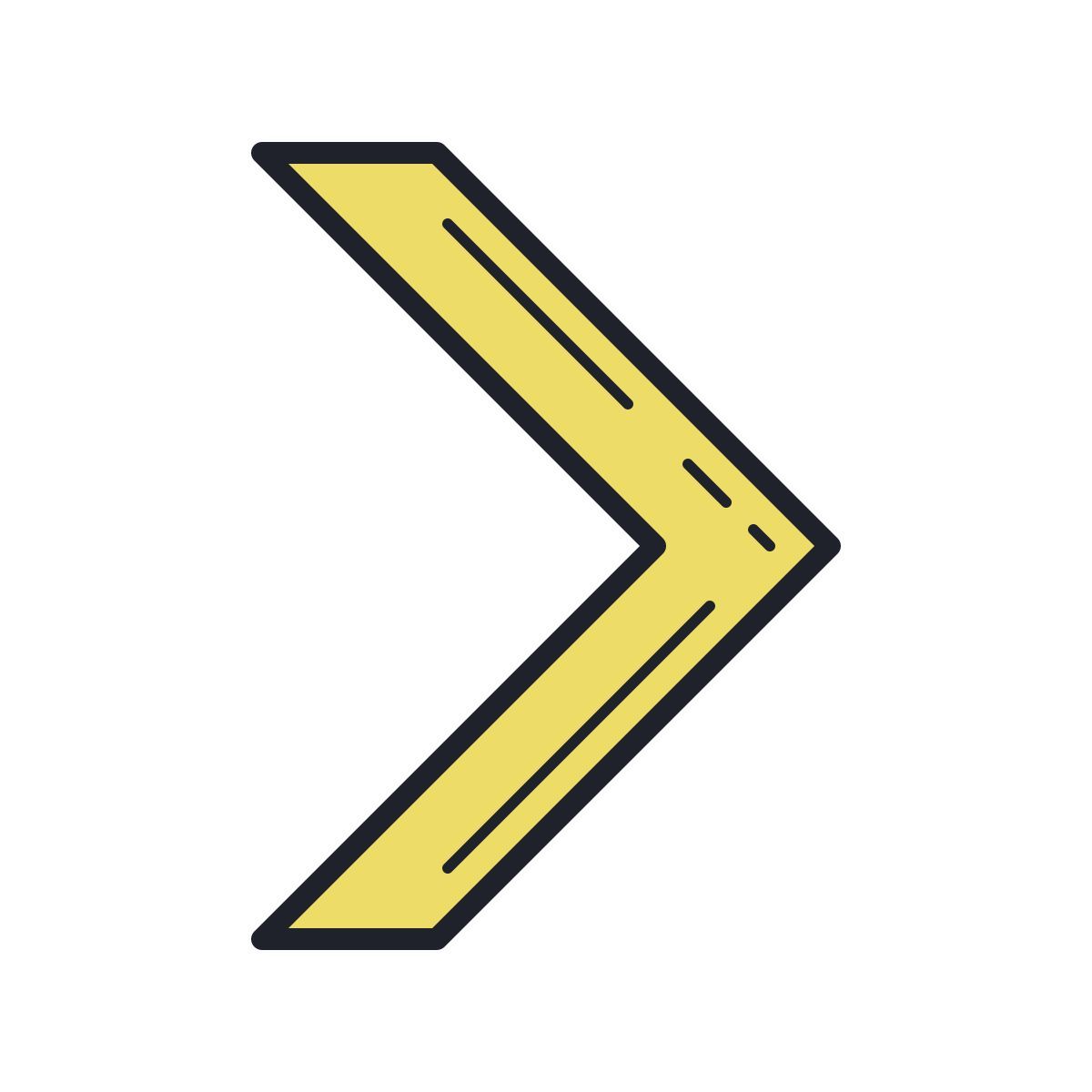 color hand drawn style winkel rechts icon