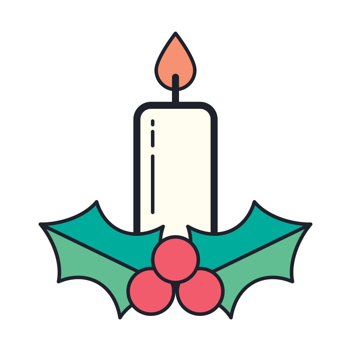 color hand drawn style 크리스마스 캔들 icon