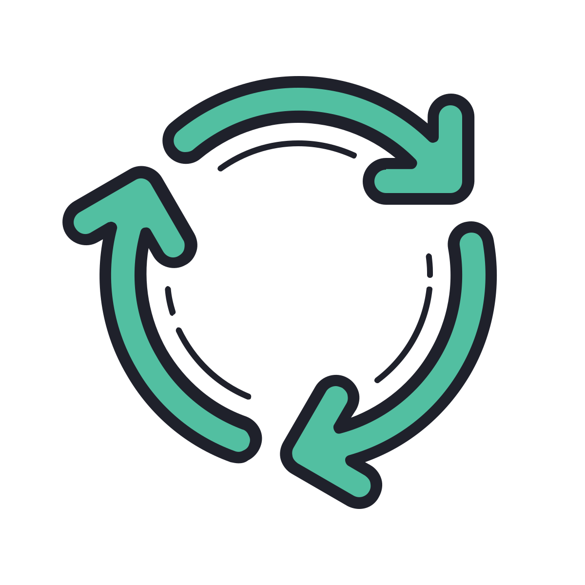 color hand drawn style circular arrows  v2 icon