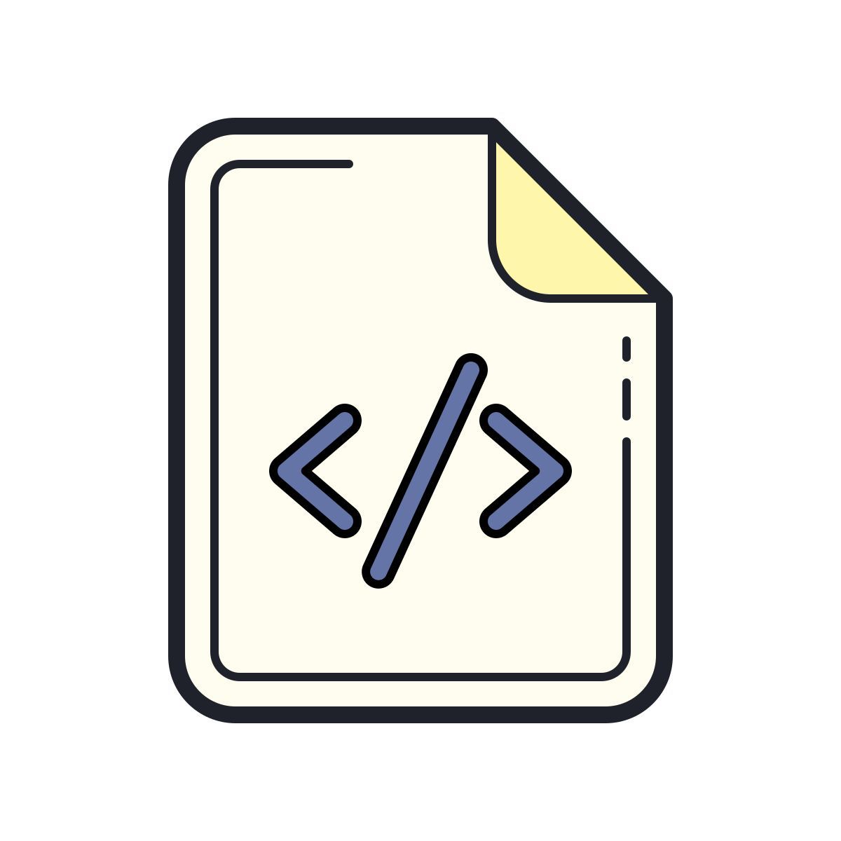 color hand drawn style code file icon