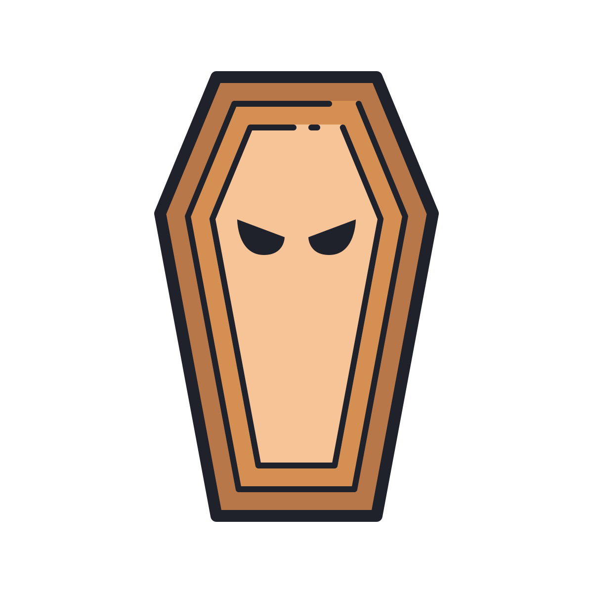 color hand drawn style coffin face icon