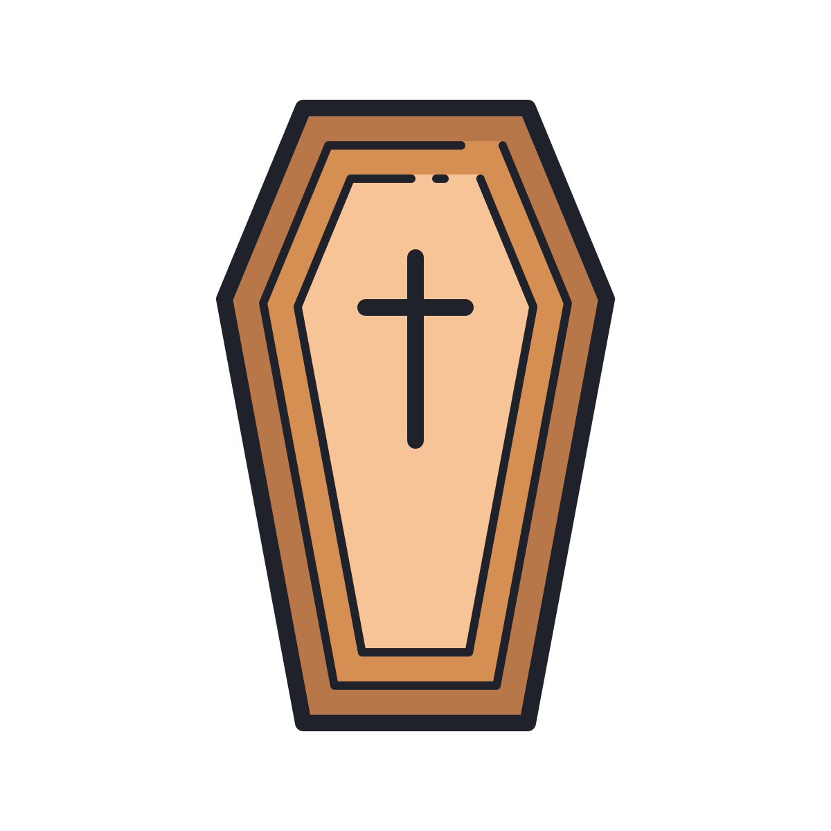 color hand drawn style coffin icon