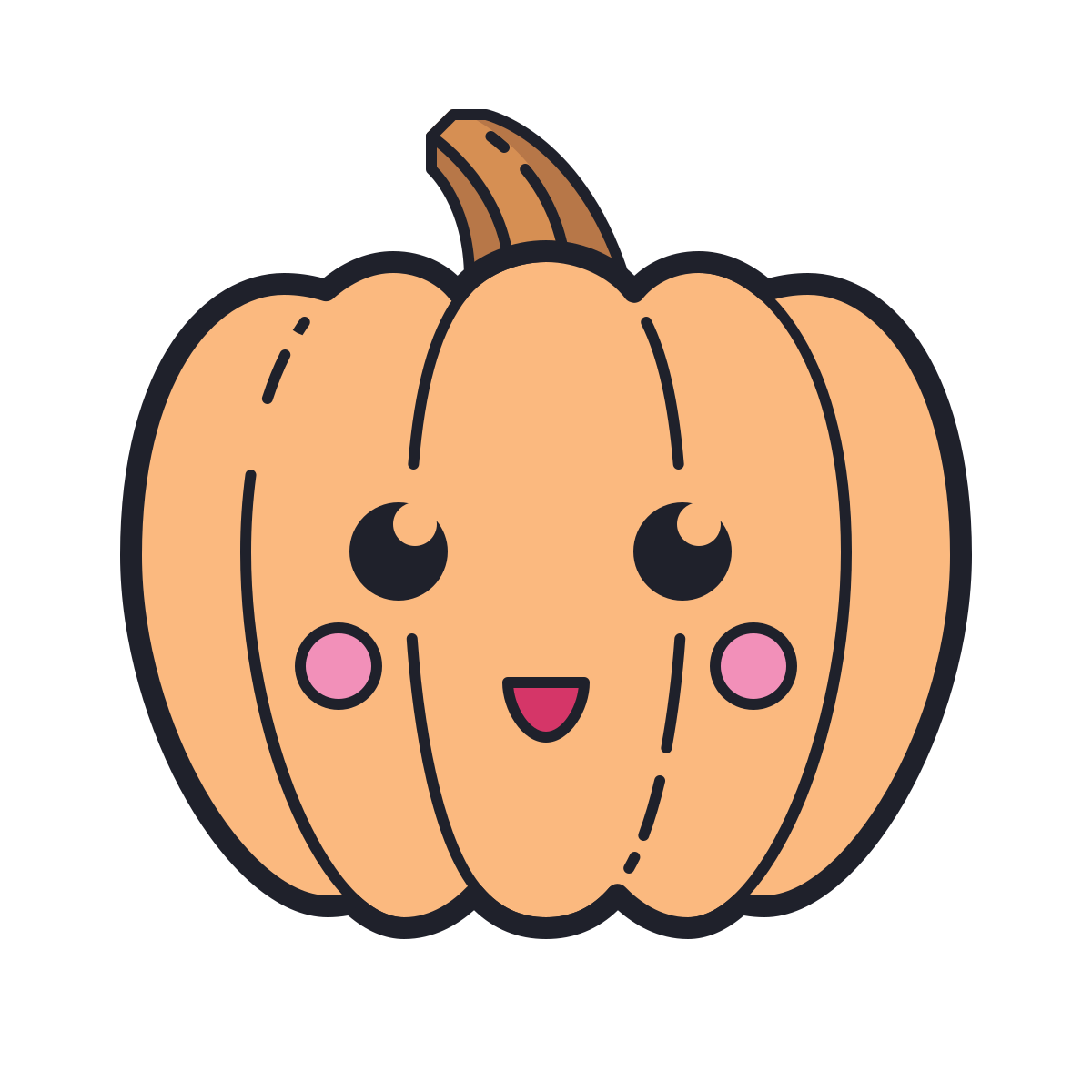 color hand drawn style cute pumpkin icon