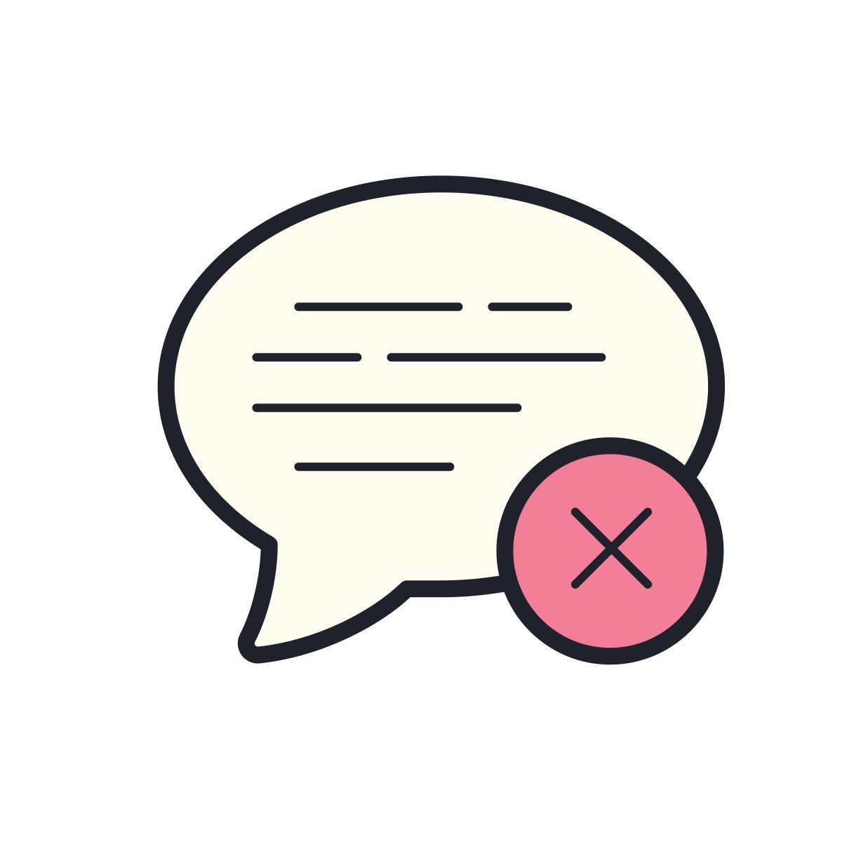 color hand drawn style delete chat icon