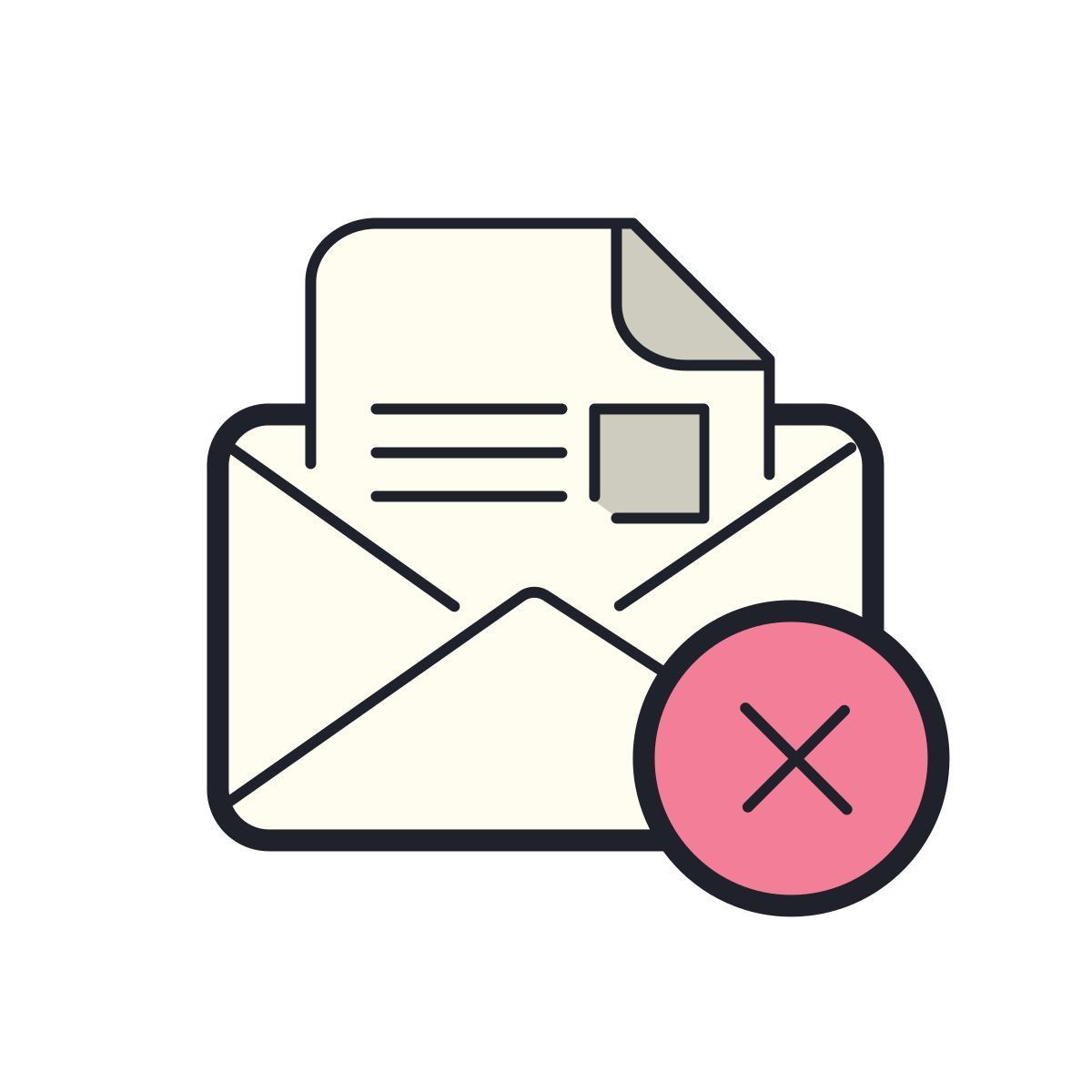 color hand drawn style supprimer l'enveloppe ouverte icon