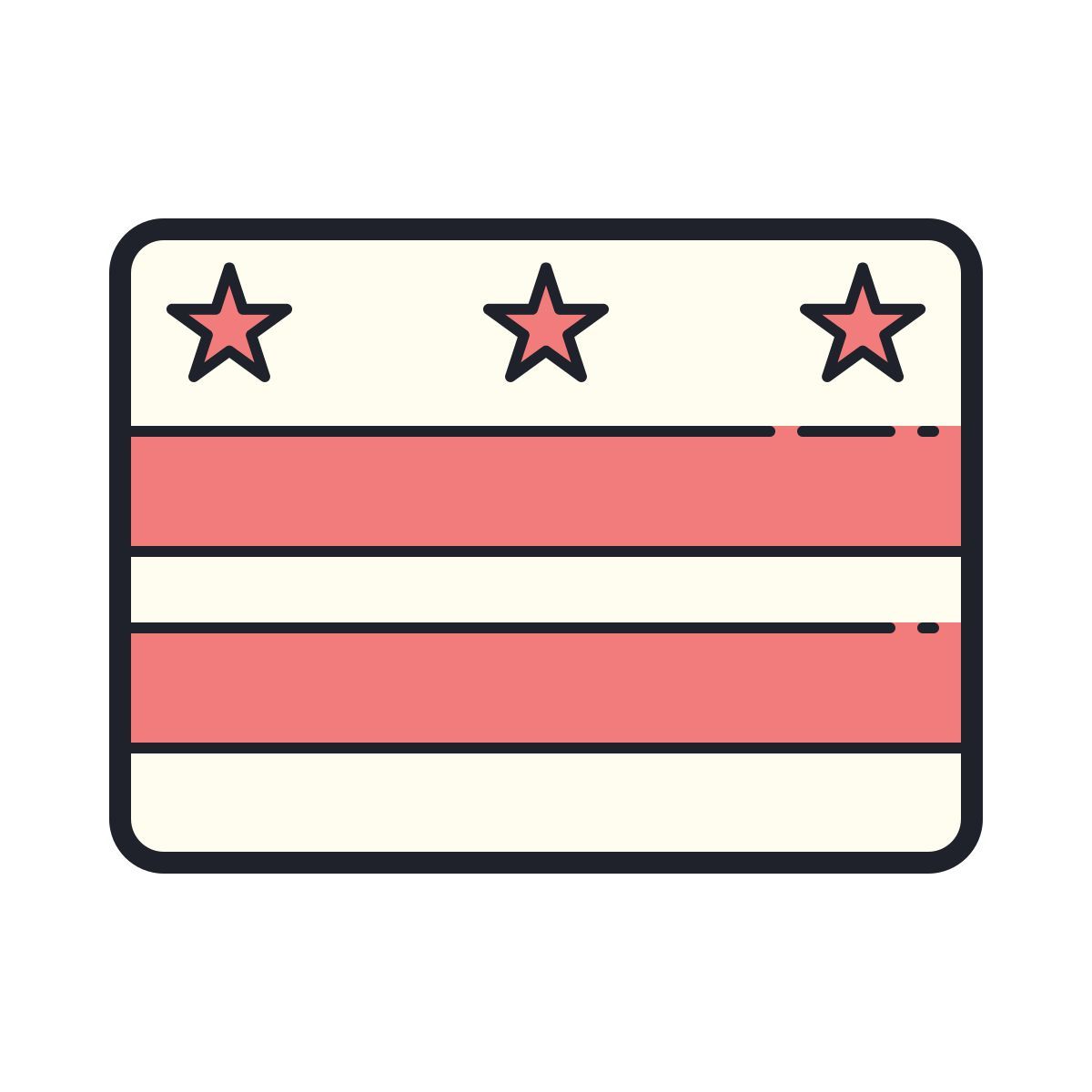 color hand drawn style 컬럼비아 특별구 깃발 icon