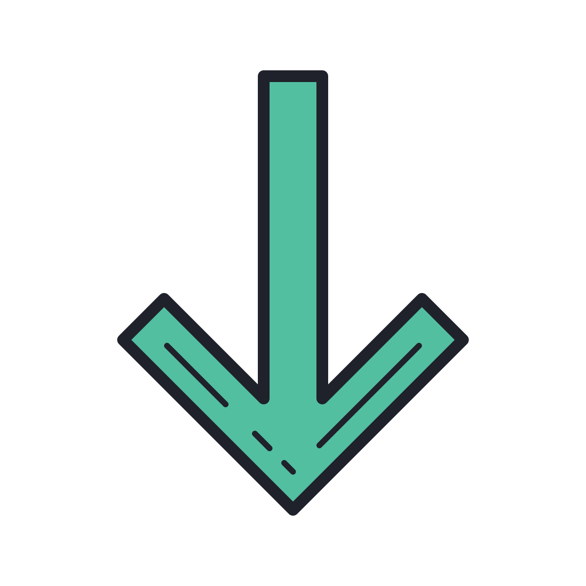 color hand drawn style down  v2 icon