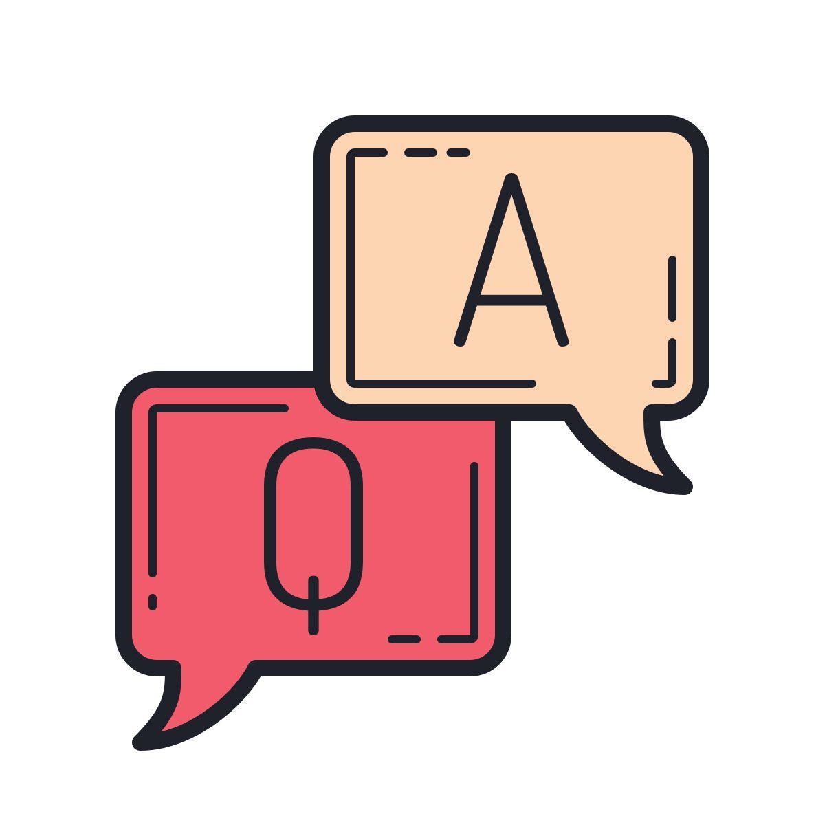 color hand drawn style faq icon