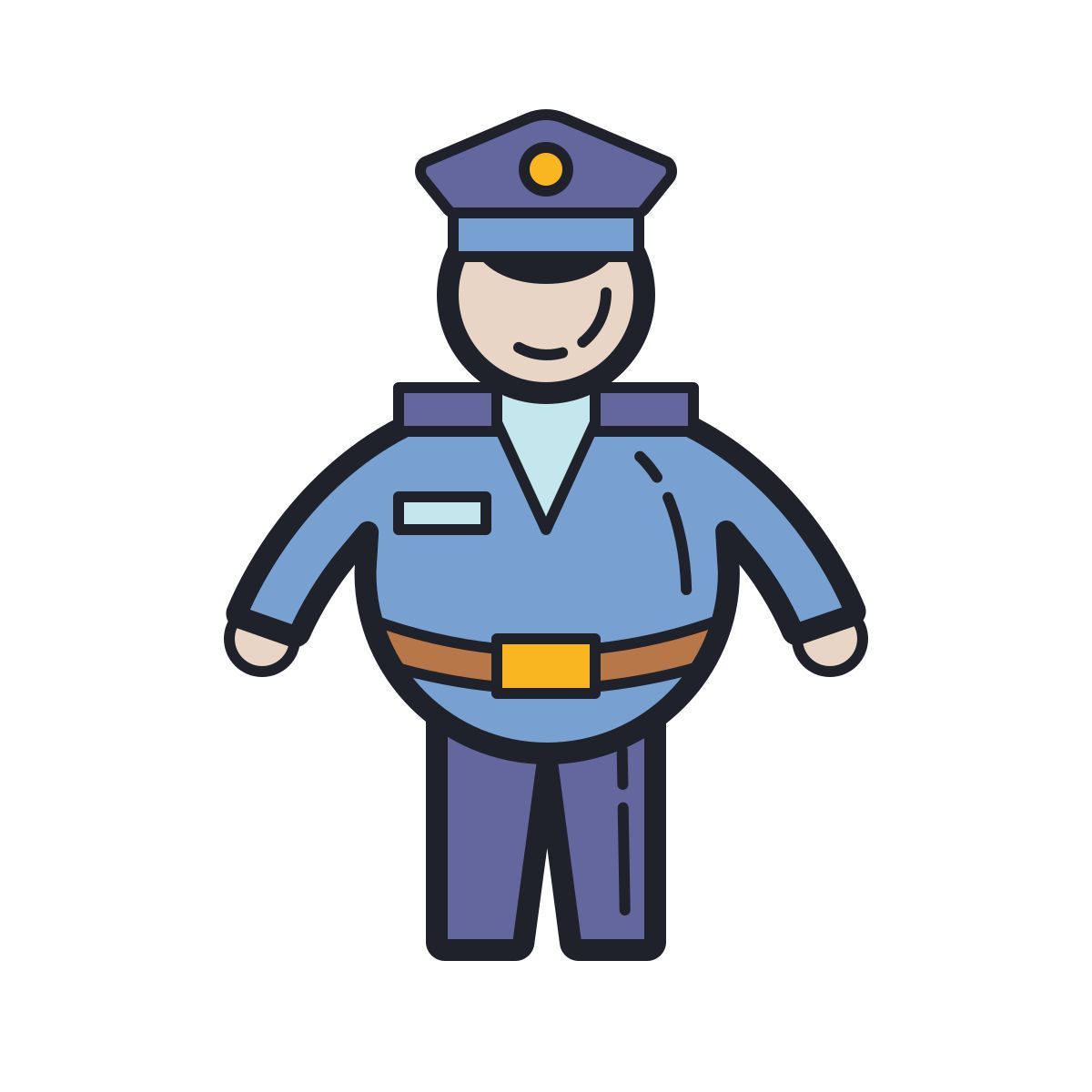 color hand drawn style 뚱뚱한 경찰 icon