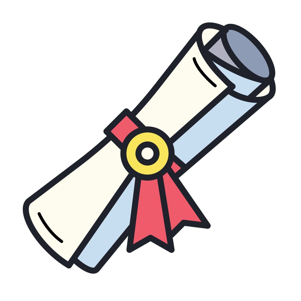 color hand drawn style graduation scroll icon